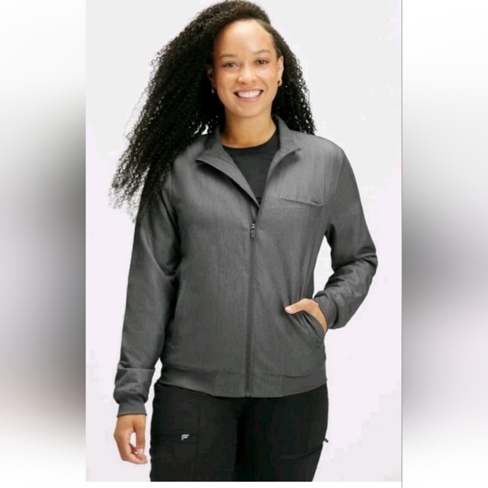 Fabletics Daily Scrub Jacket Heather Gray Women's Plus Size 1X Medical Nurse